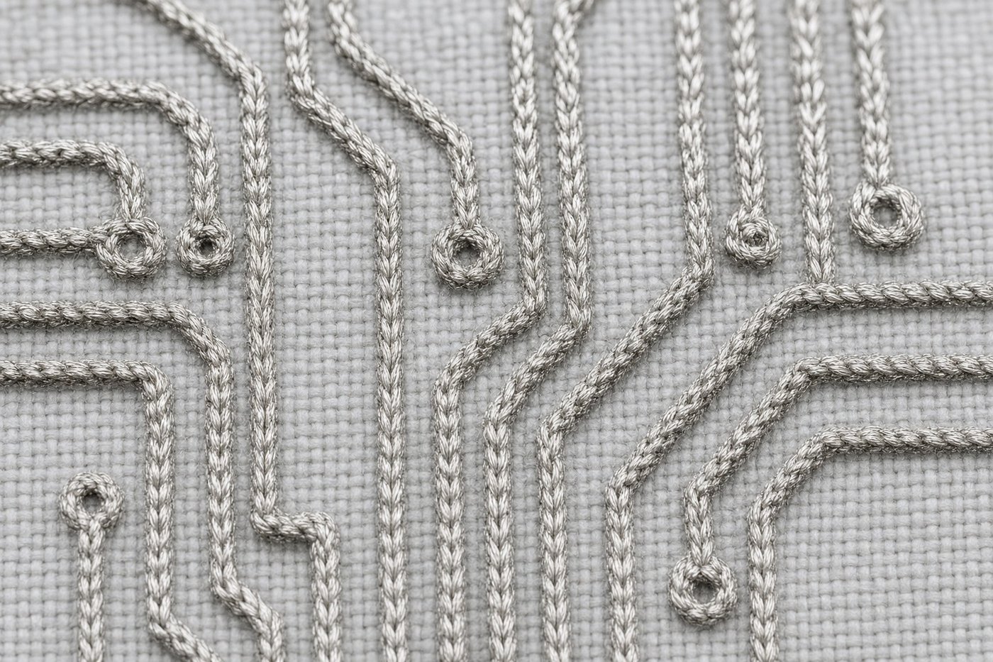 Conductive traces on woven substrate
