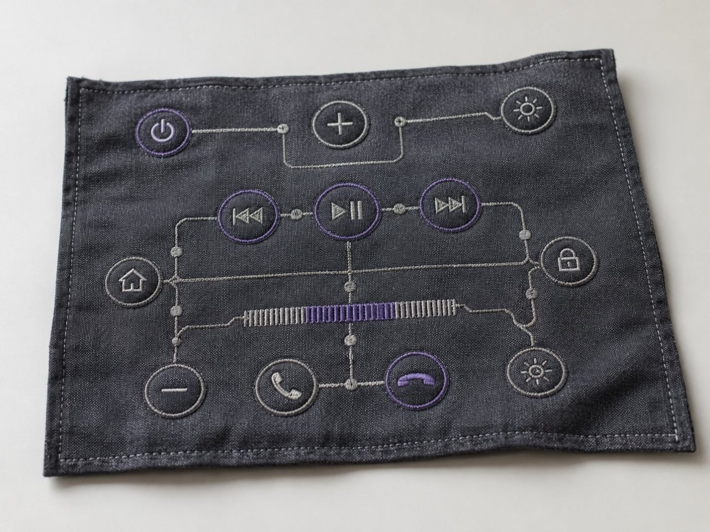 Embroidered media-control touchpad patch