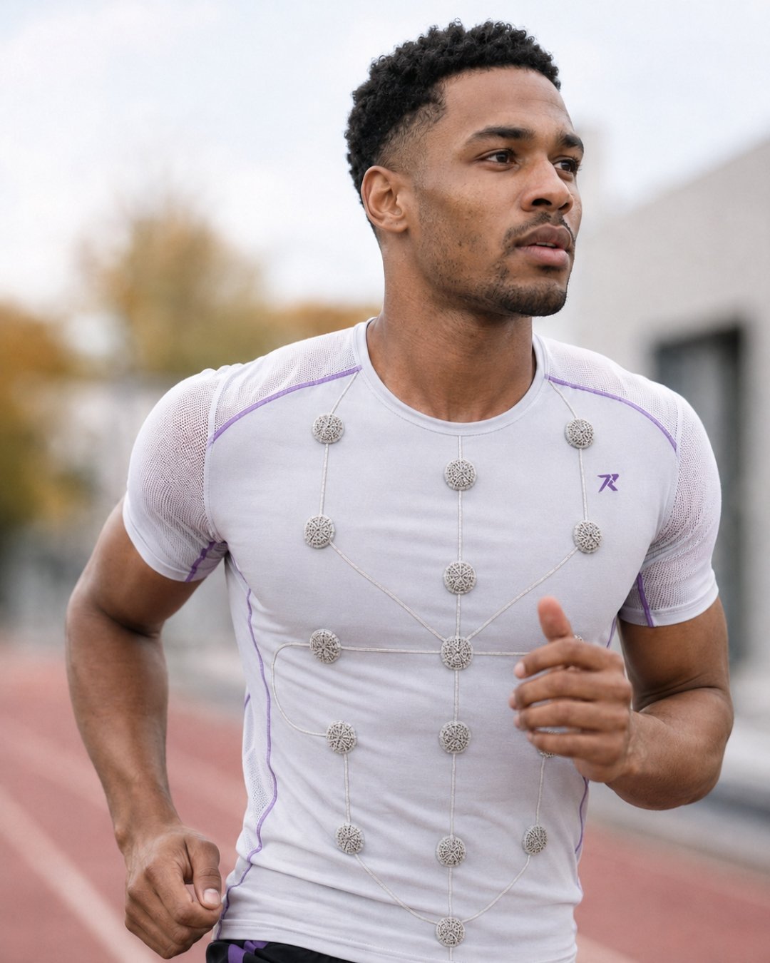 Athlete in a sensing garment with chenille electrodes