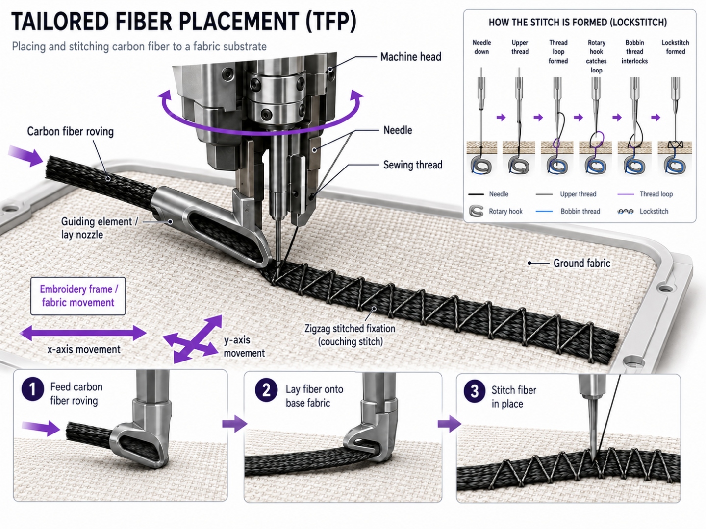 Tailored fiber placement process diagram