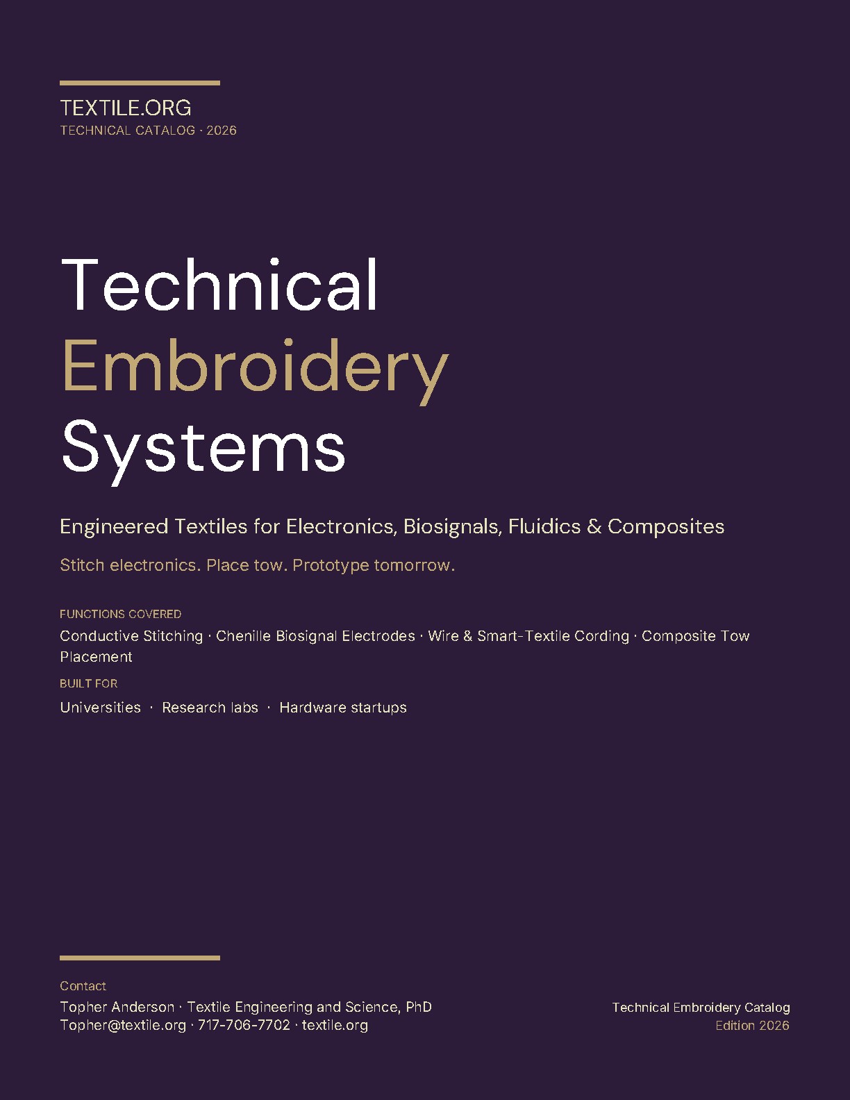 Textile.org Technical Catalog 2026 PDF cover preview